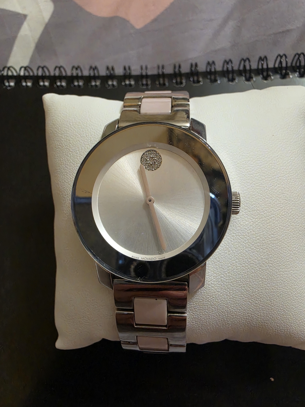 Movado Bold Ceramic Pink and Silver Swiss Made Watch 3600702